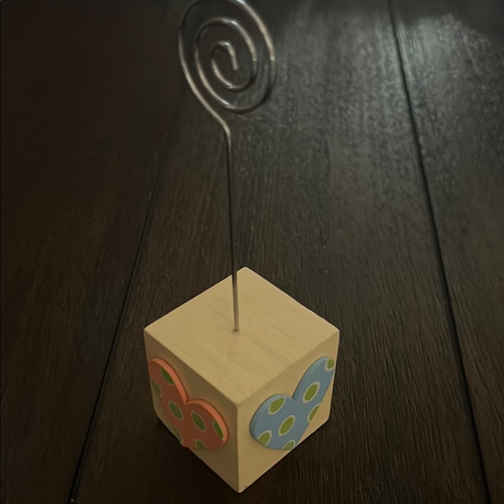 Colorful Hearts Decorative Photo Wood Block Holder